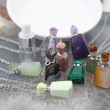 Faceted Essential Oil Diffuser Necklace, Crystal Perfume Bottle Pendant