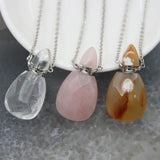 Faceted Quartz Agates Perfume Bottle Pendant Necklace