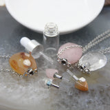 Faceted Quartz Agates Perfume Bottle Pendant Necklace