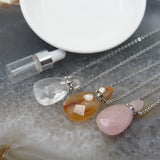 Faceted Quartz Agates Perfume Bottle Pendant Necklace