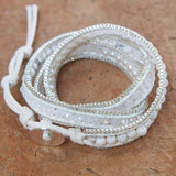 3-Layer Stainless Steel Chain Wrap Bracelet with Howlite Jades Beads