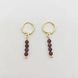 Genuine Faceted Garnet Bar Earrings 14K Filled Hoops Dangle Boho Gift