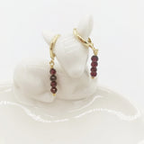 Genuine Faceted Garnet Bar Earrings 14K Filled Hoops Dangle Boho Gift