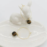 Faceted Tiger Eye Earrings 14K Filled Hoops Drop Boho Women Earrings