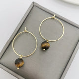 Faceted Tiger Eye Earrings 14K Filled Hoops Drop Boho Women Earrings