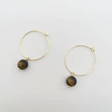 Faceted Tiger Eye Earrings 14K Filled Hoops Drop Boho Women Earrings