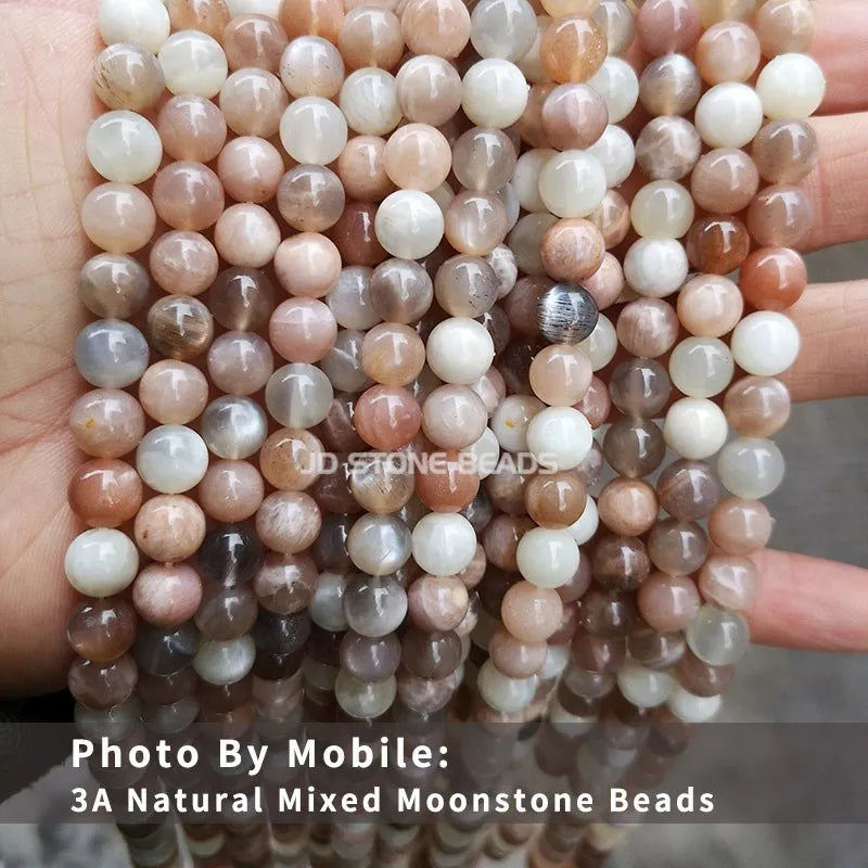 Mixed Moonstone Beads Colorful Moonlight Bulk Loose Gemstone for Jewelry Making