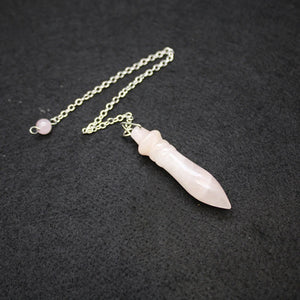 Purple Crystal Pink Quartz Reiki Healing Pendulum for Dowsing Wicca