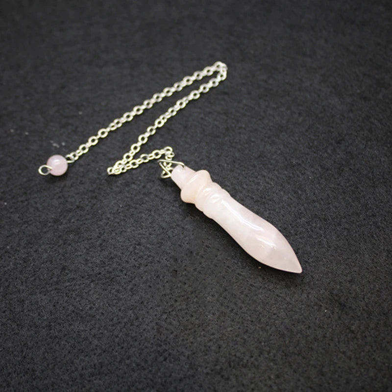 Purple Crystal Pink Quartz Reiki Healing Pendulum for Dowsing Wicca