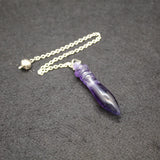Purple Crystal Pink Quartz Reiki Healing Pendulum for Dowsing Wicca