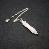 Purple Crystal Pink Quartz Reiki Healing Pendulum for Dowsing Wicca