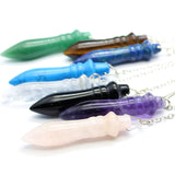 Purple Crystal Pink Quartz Reiki Healing Pendulum for Dowsing Wicca