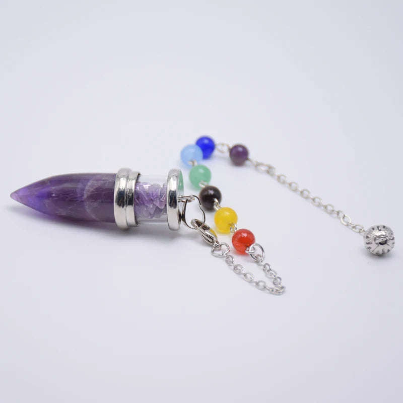 Natural Stones Pendulum Wishing Bottle Bullet Shaped Pendant