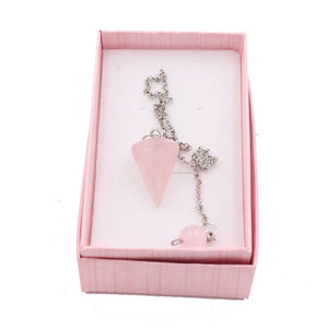 Natural Stones Pendulum for Dowsing Divination Chain Silver-color Pendant