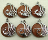Natural Stones Quartz Crystal Lapis opal Round Pendant Phoenix Pendant