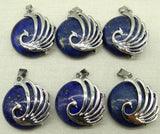 Natural Stones Quartz Crystal Lapis opal Round Pendant Phoenix Pendant