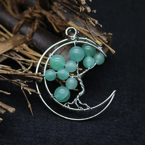 Tree of Life Pendant Silver Wire Wrap 7 Chakras Crystal Healing