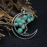 Tree of Life Pendant Silver Wire Wrap 7 Chakras Crystal Healing