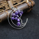 Tree of Life Pendant Silver Wire Wrap 7 Chakras Crystal Healing