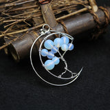 Tree of Life Pendant Silver Wire Wrap 7 Chakras Crystal Healing