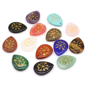 Natural Stone Chakra Pendants Reiki Amulet Stone Charms 32x25mm
