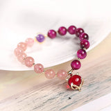 Strawberry Crystal/Amethyst/Tiger's Eye Fox Pendant Bracelet