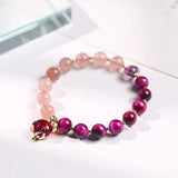 Strawberry Crystal/Amethyst/Tiger's Eye Fox Pendant Bracelet