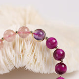 Strawberry Crystal/Amethyst/Tiger's Eye Fox Pendant Bracelet