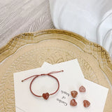 Strawberry Crystal Bracelet Red Rope Braid Jewelry Heart Charm Bangle