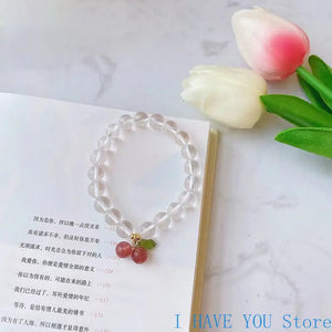 Strawberry Crystal Cherry Hand String Bracelet