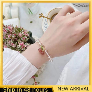 Strawberry Crystal Cherry Hand String Bracelet