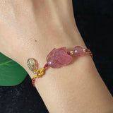 Strawberry Crystal Fox Quartz Braid Red Rope Bracelet