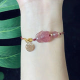Strawberry Crystal Fox Quartz Braid Red Rope Bracelet