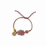 Strawberry Crystal Fox Quartz Braid Red Rope Bracelet