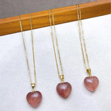 Strawberry Crystal Heart Pendant Necklace Women's Jewelry Gift