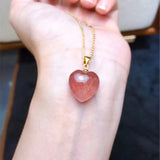 Strawberry Crystal Heart Pendant Necklace Women's Jewelry Gift