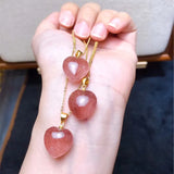 Strawberry Crystal Heart Pendant Necklace Women's Jewelry Gift