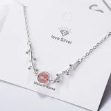 Strawberry Crystal Lucky Bracelet 925 Sterling Silver Leaves Bracelet
