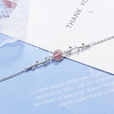 Strawberry Crystal Lucky Bracelet 925 Sterling Silver Leaves Bracelet
