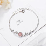 Strawberry Crystal Lucky Bracelet 925 Sterling Silver Leaves Bracelet