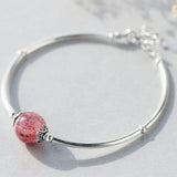 Strawberry Crystal Bead Bracelet 925 Sterling Silver Vintage Bangles
