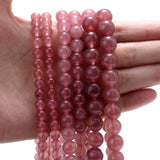 Strawberry Quartz Chalcedony Stone Beads for Jewelry Making