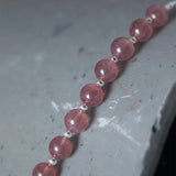 Strawberry Quartz Bead Bracelet S925 Sterling Silver