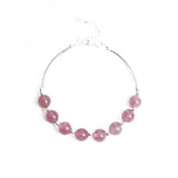 Strawberry Quartz Bead Bracelet S925 Sterling Silver