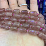 Strawberry Quartz Beads 15'' Barrel DIY Loose Beads for Jewelry Making