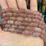 Strawberry Quartz Beads 15'' Barrel DIY Loose Beads for Jewelry Making