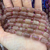 Strawberry Quartz Beads 15'' Barrel DIY Loose Beads for Jewelry Making
