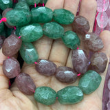Faceted Strawberry Quartz Beads 15'' Irregular DIY Loose Stone Beads