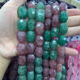 Faceted Strawberry Quartz Beads 15'' Irregular DIY Loose Stone Beads