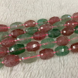 Faceted Oval Strawberry Quartz Beads 15'' For Jewelry Making